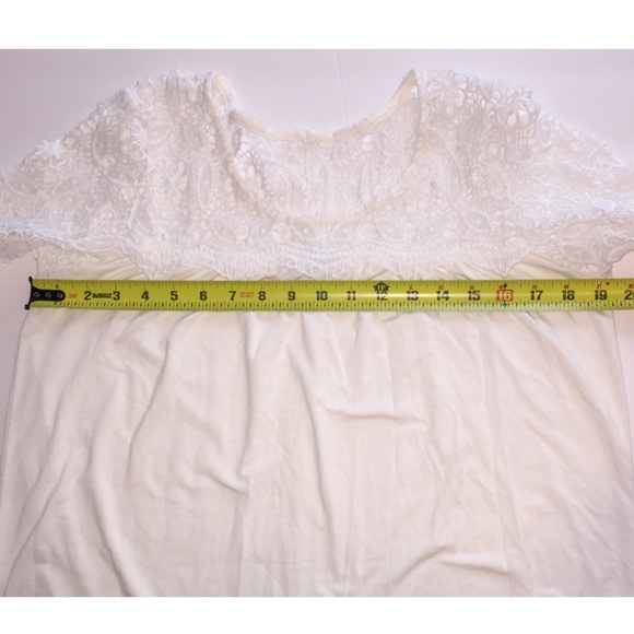 KATE & MALLORY Knit Top Lace Crochet Bodice Bell Sleeve High Low Hem Loose Fit - Picture 8 of 9